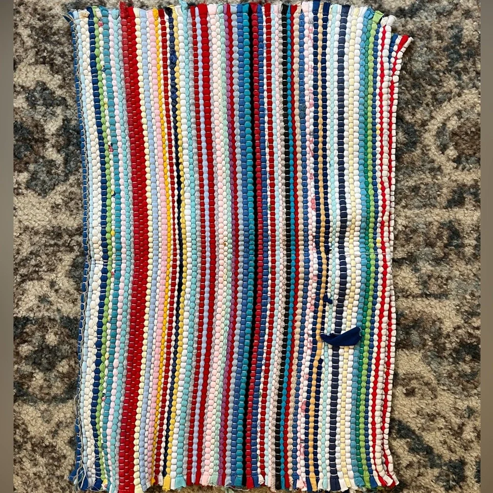 Rag Rugs - set of 6 - polyester upcycled boho rainbow rag rugs